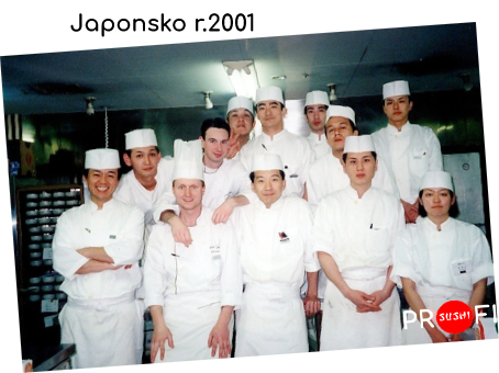 Marek Janeba s kolegy kuchaři v Japonsku, rok 2001
